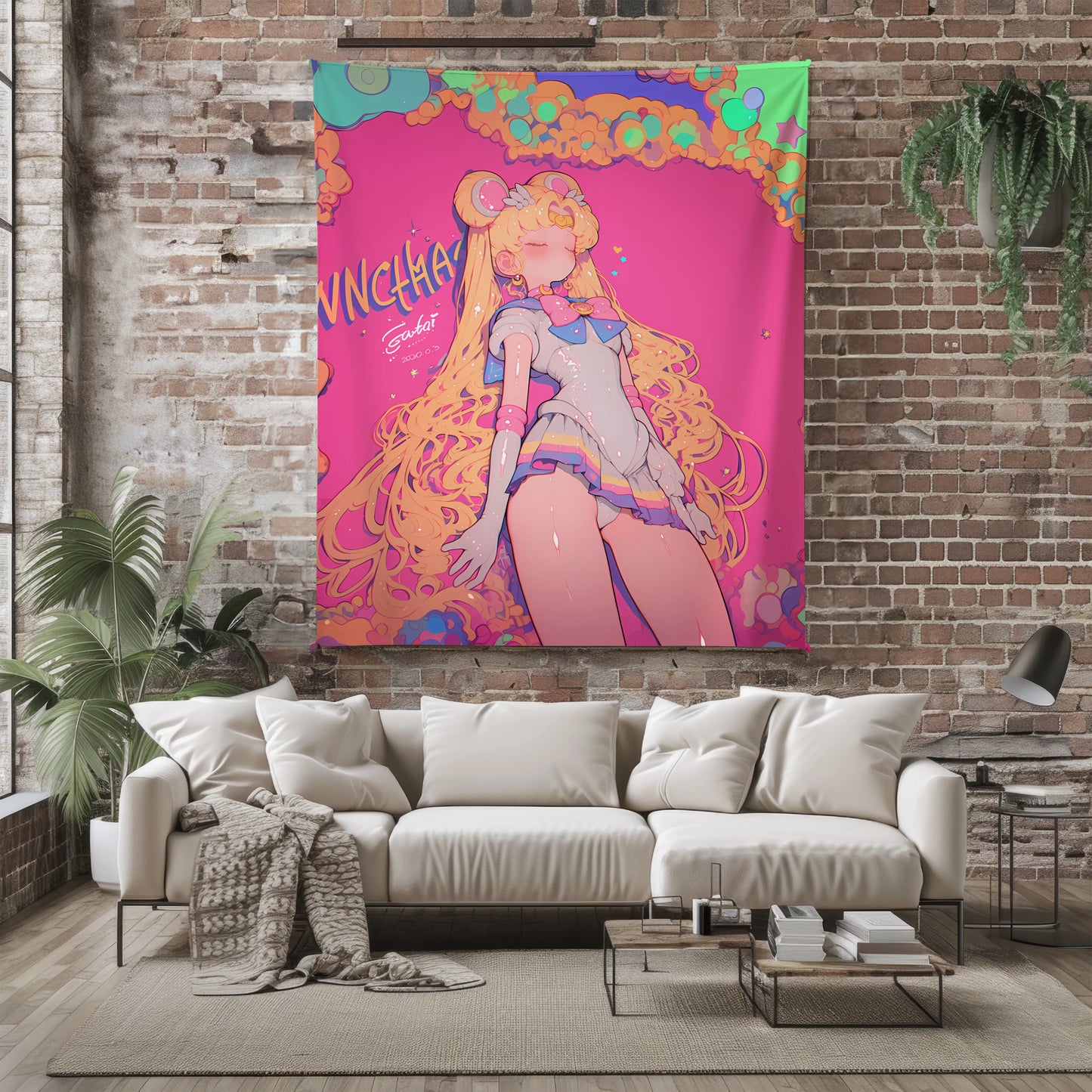 Usagi Tsukino American Retro Style Flannel Blanket, Sailor Moon Merch, Urban Art Peripheral, Otaku Bedding Decor