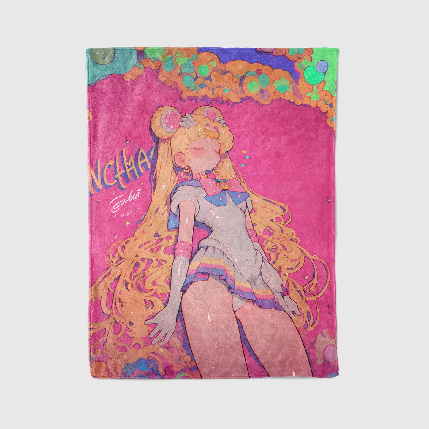 Usagi Tsukino American Retro Style Flannel Blanket, Sailor Moon Merch, Urban Art Peripheral, Otaku Bedding Decor