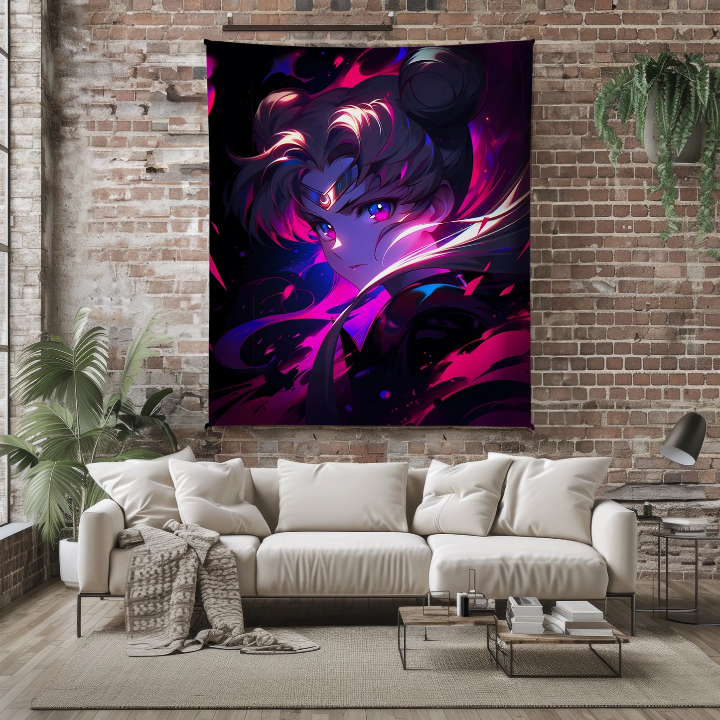 Usagi Tsukino Cyberpunk Aesthetic Flannel Blanket, Sailor Moon Merch, Sci-Fi Anime Peripheral, Otaku Home Decor