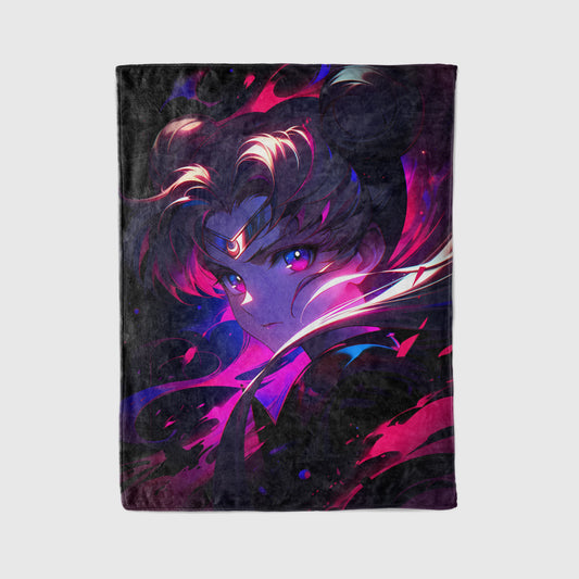 Usagi Tsukino Cyberpunk Aesthetic Flannel Blanket, Sailor Moon Merch, Sci-Fi Anime Peripheral, Otaku Home Decor