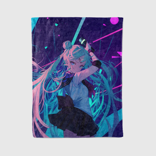 Usagi Tsukino Classic Manga Art Flannel Blanket, Sailor Moon Merch, Heroine Anime Peripheral, Otaku Bedding