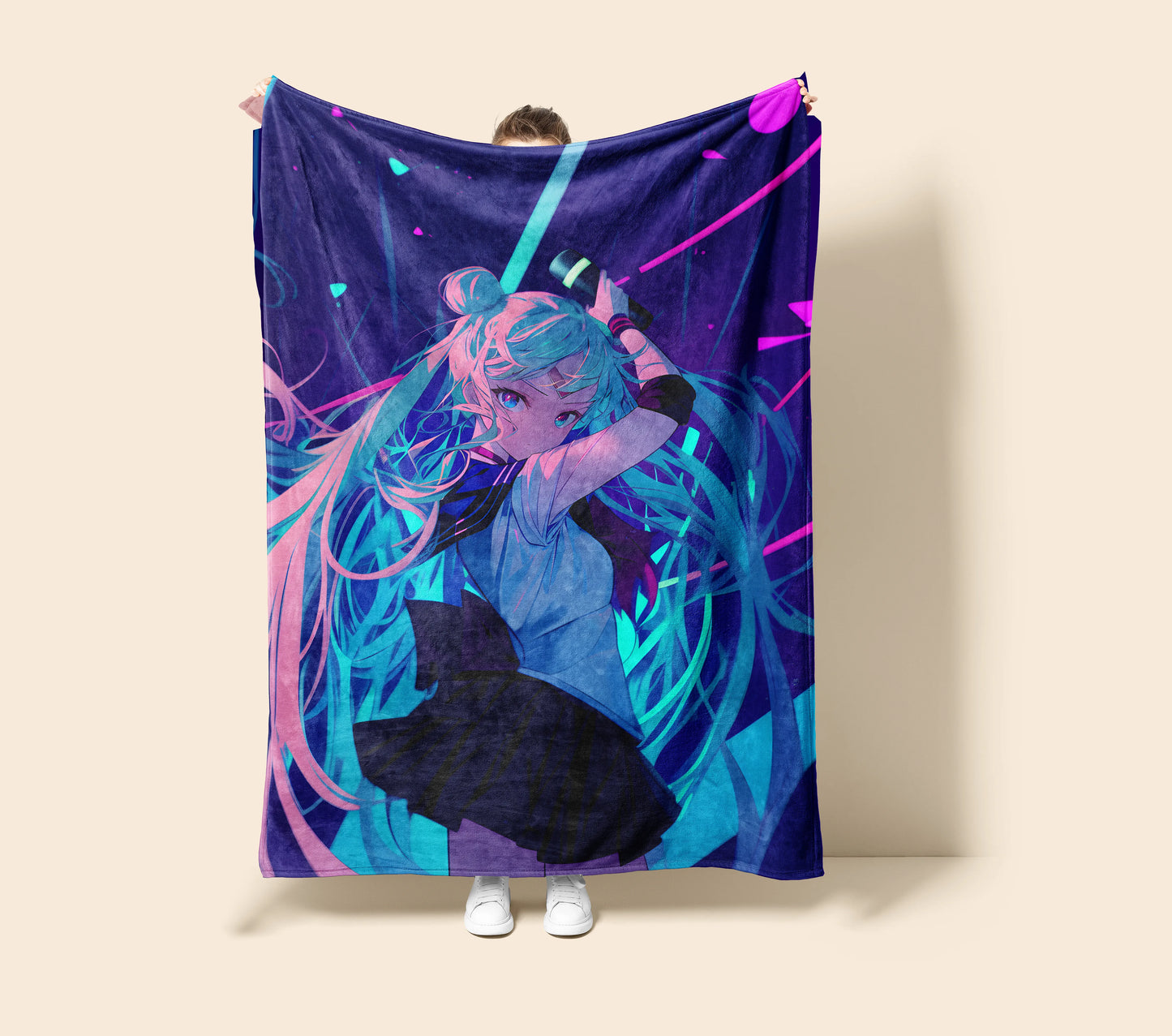 Usagi Tsukino Classic Manga Art Flannel Blanket, Sailor Moon Merch, Heroine Anime Peripheral, Otaku Bedding