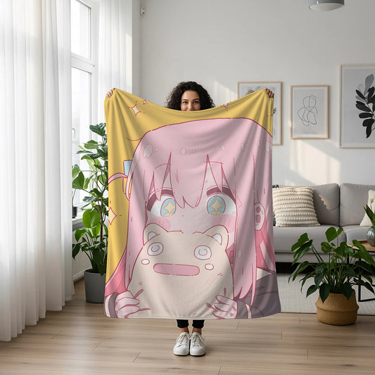 Anya Forger Pouting Face Flannel Blanket, Spy x Family Merch, Kawaii ESP Anime Peripheral, Otaku Bedding Gift