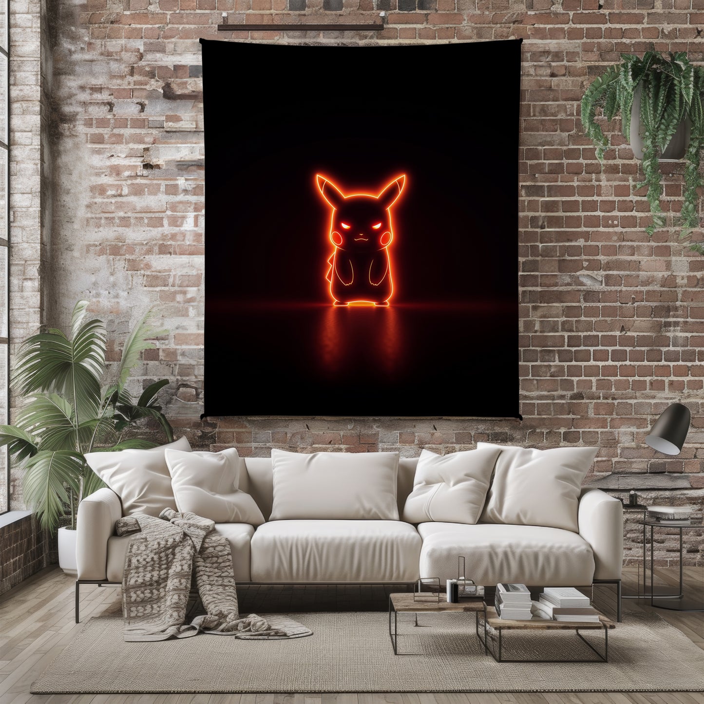 Cool Pikachu Dark Neon Art Blanket, Cyber Pokémon Decor, Electric Yellow Neon Glow Design, Unique Pokémon Fan Gift