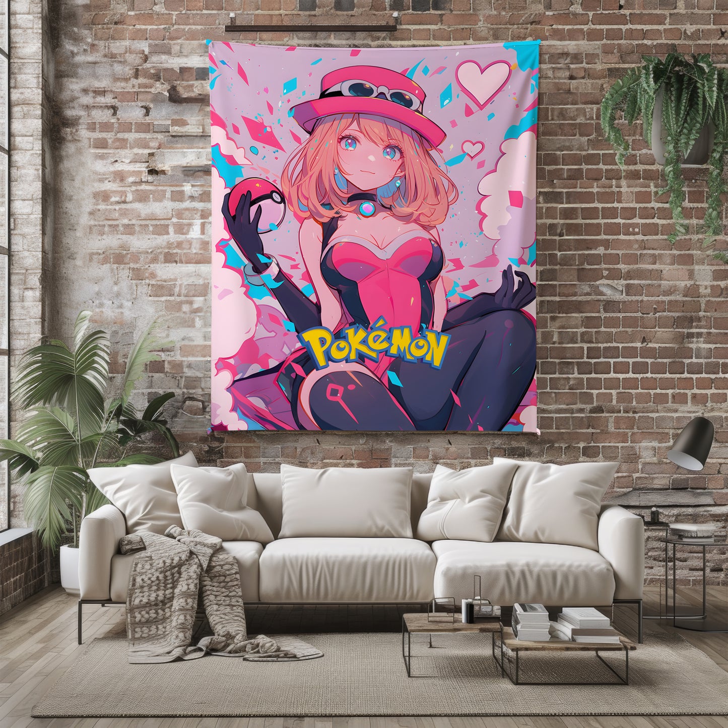 Pokémon Serena Sexy Kawaii Manga Art Blanket, Sultry Serena Anime Bedding, Custom Premium Pokémon Girl Aesthetic Decor