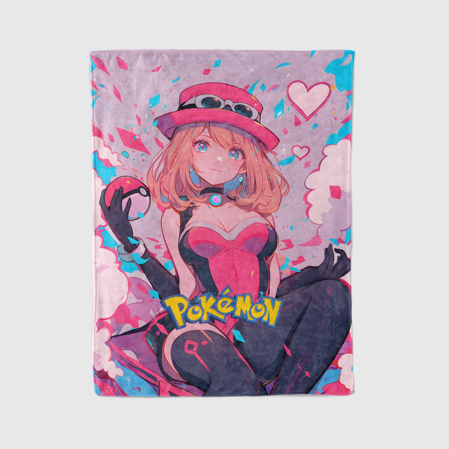 Pokémon Serena Sexy Kawaii Manga Art Blanket, Sultry Serena Anime Bedding, Custom Premium Pokémon Girl Aesthetic Decor