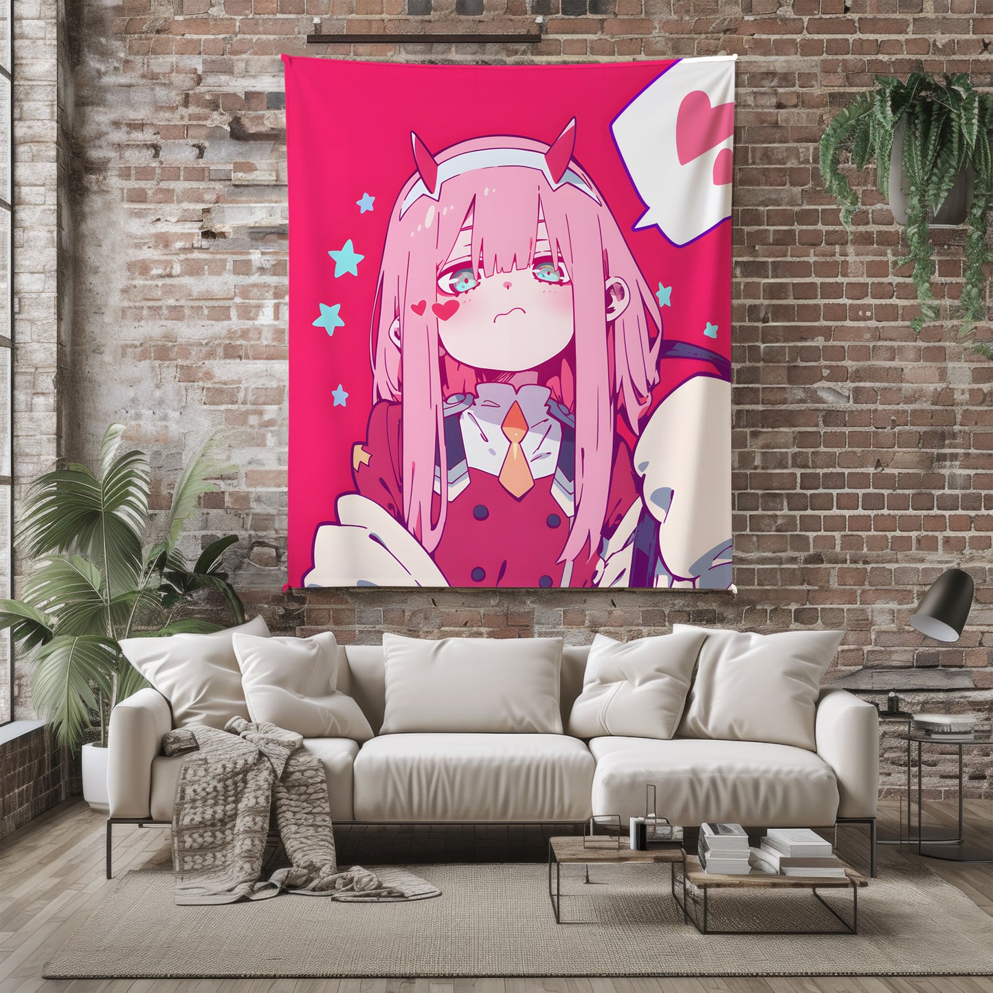 Darling in the Franxx Zero Two Kawaii Manga Art Blanket, Cute 02 Anime Decor, Premium Zero Two Fan Gift, OOAK Anime Bedding