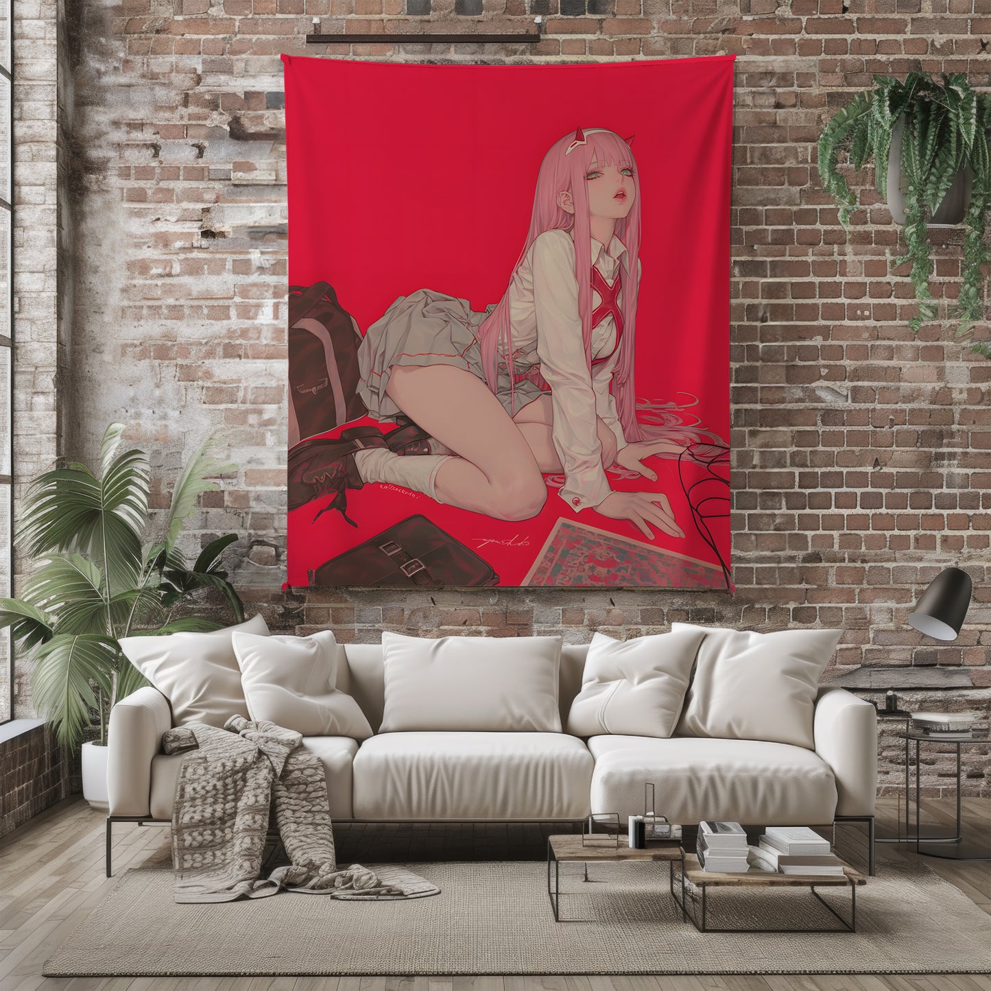 Darling in the Franxx Zero Two Sultry Retro Manga Art Blanket, Mature 02 90s Anime Aesthetic Decor, Premium Zero Two Fan Gift, OOAK Anime Bedding