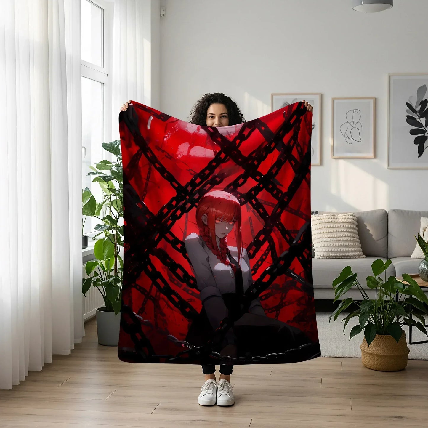 Makima Fleece Blanket, Chainsaw Man Merch, Spicy Anime  Girl Throw Tapestry, Iconic Anime Art Decor & Otaku Gift
