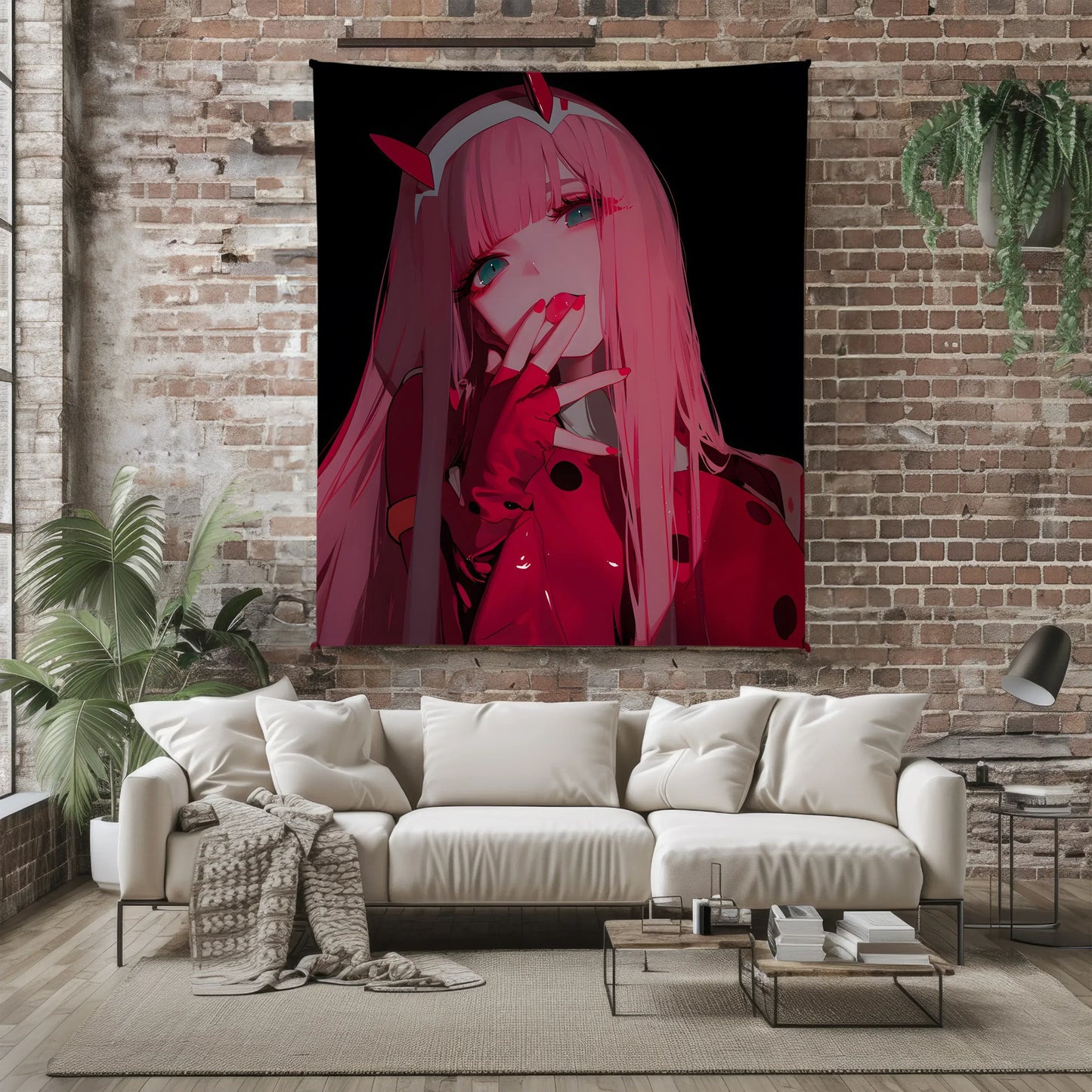 Sensual Zero Two Throw Blanket, 02 Finger-Lick Pose, High Definition Anime Art Blanket, Ultimate Otaku Waifu Gift